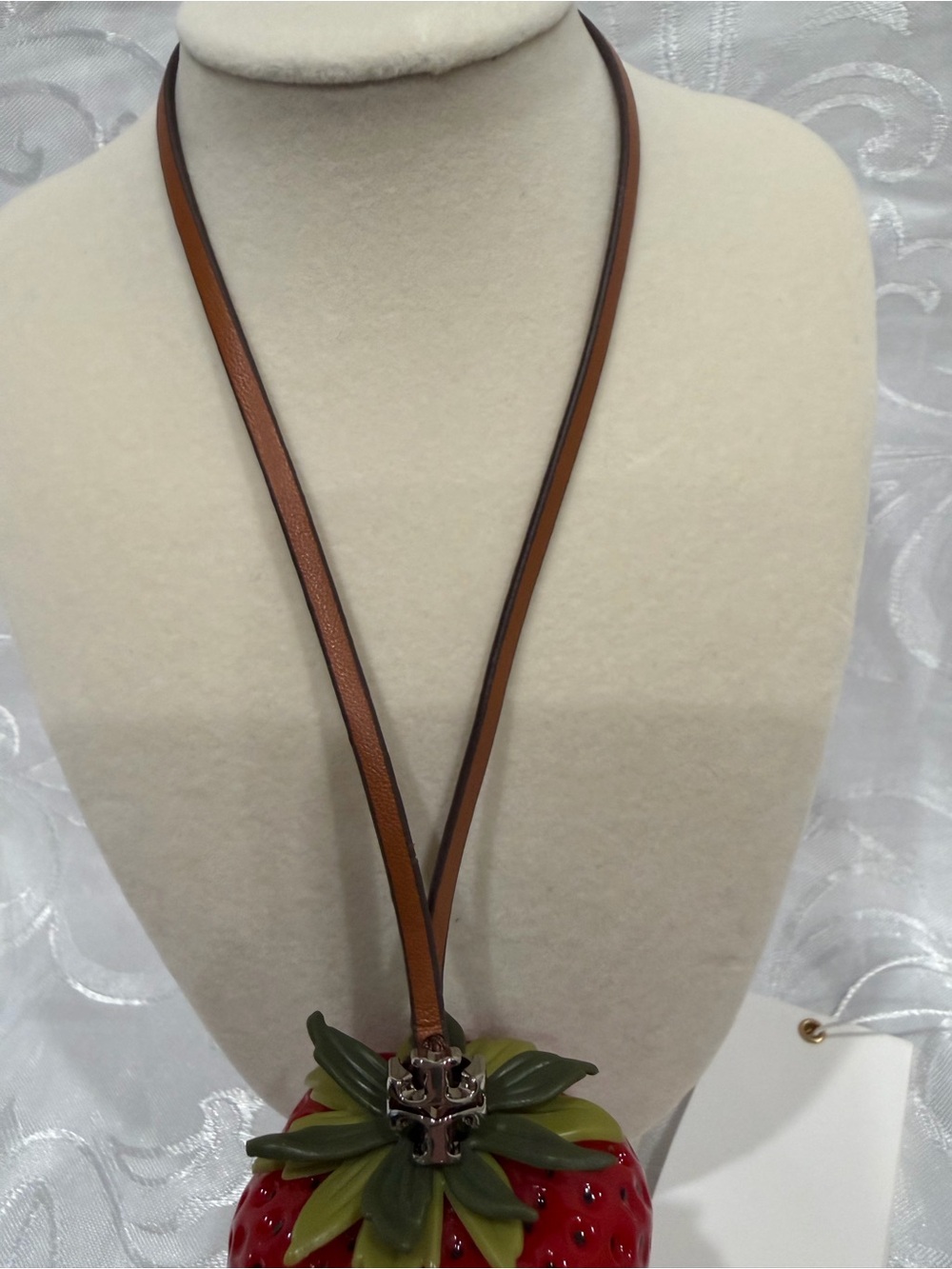 Tory Burch Red Strawberry Charm with Green Top - Picture 3 of 3